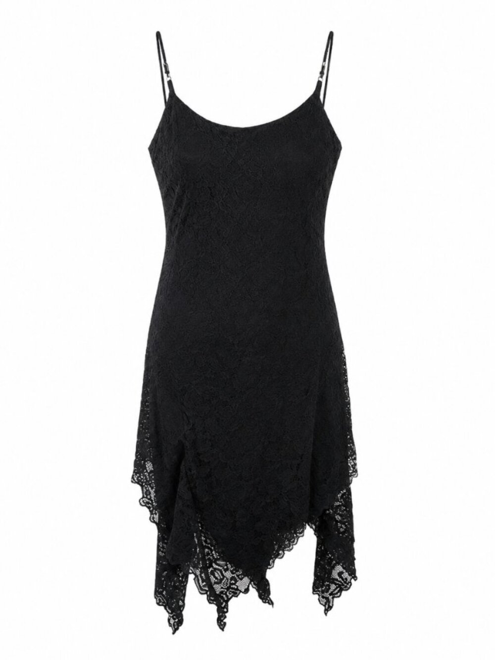 V.I.Petites Vintage Y2K Black Lace Beaded Slip Dress Size 14